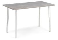 Стол деревянный Денвер Лофт 120 25 мм бетон / белый матовый. Фото №1