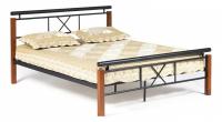 Кровать EUNIS (AT-9220) Wood slat base дерево гевея/металл, 160*200 см (Queen bed), красный дуб/черный фото Кровать EUNIS (AT-9220) Wood slat base дерево гевея/металл, 160*200 см (Queen bed), красный дуб/черный. Фото №1