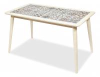 CT3052 Tanger стол с плиткой дерево гевея/плитка, 74*134*75см, античный белый, рисунок - марокко фото CT3052 Tanger стол с плиткой дерево гевея/плитка, 74*134*75см, античный белый, рисунок - марокко. Фото №1