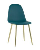 Стул Валенсия экокожа темно-зеленая золотые ножки. Фото №1