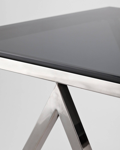 Журнальный стол 55*55 ИНСИГНИЯ сталь темный хром стекло smoke. Фото №6