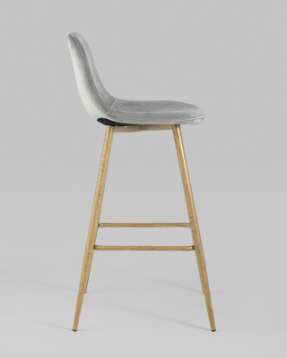 Стул барный Валенсия велюр серый ножки цвет дерево. Фото №4