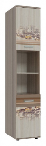 Манхэттен Шкаф комбинированный Ясень шимо т. /Ясень шимо с. /Капучино. Фото №1