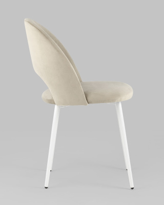 Стул Меган велюр бежевый белые ножки. Фото №4