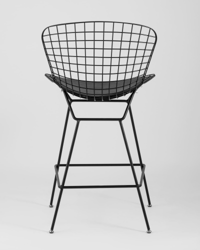 Стул полубарный с низкой спинкой Bertoia черный с черной подушкой. Фото №6