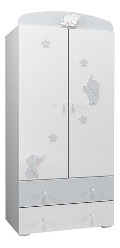 (Сильва) НМ 041.01 Шкаф Лилу  Слоники / белый / серый. Фото №1