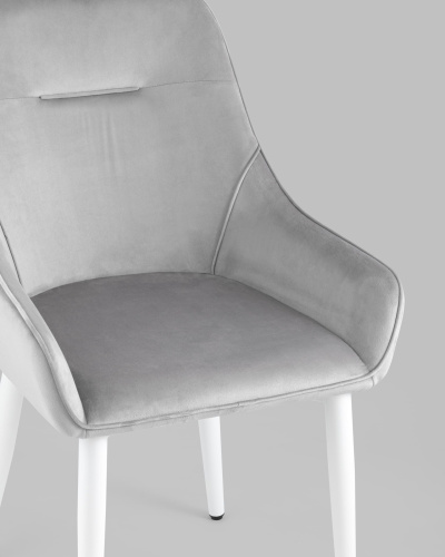 Стул Диана велюр серый ножки белые. Фото №9