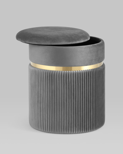 Пуф Миранда с ящиком велюр серый. Фото №4