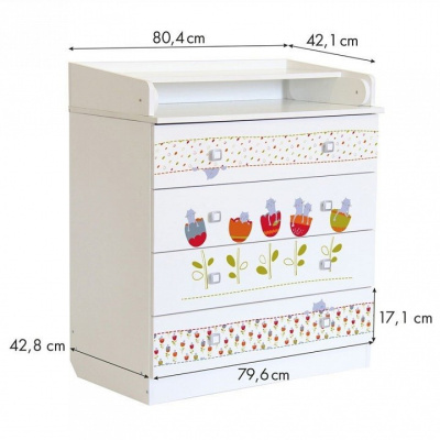 Комод пеленальный Polini kids Simple 1580 Сонные котята, белый. Фото №5