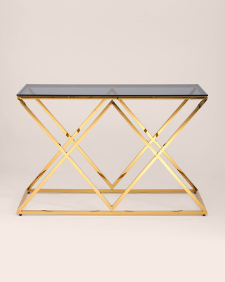 Консоль ИНСИГНИЯ 120*40 золото стекло smoke. Фото