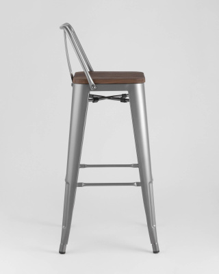Стул барный TOLIX WOOD со спинкой серебристый матовый. Фото №5