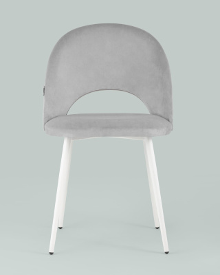 Стул Меган велюр светло-серый белые ножки. Фото №5