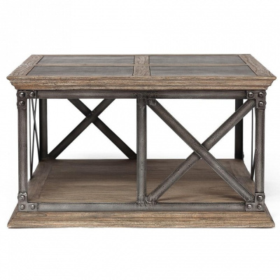 Столик журнальный Secret De Maison KINGSLEY (mod. TAB OTH 16-10) красное дерево/металл, 80х80х45см, античный дуб. Фото