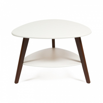 Стол журнальный CAROLL МДФ/дерево, 77*78*50 см, Белый (ножки орех) фото Стол журнальный CAROLL МДФ/дерево, 77*78*50 см, Белый (ножки орех). Фото №2