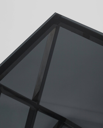 Журнальный стол 55*55 ИНСИГНИЯ сталь темный хром стекло smoke. Фото №7