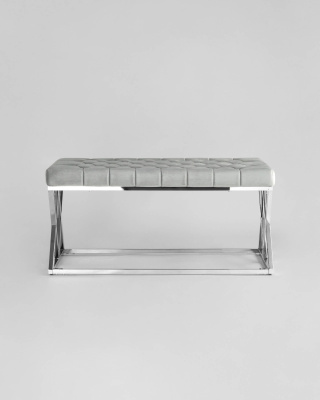 Банкетка ИНСИГНИЯ велюр серый сталь серебро. Фото