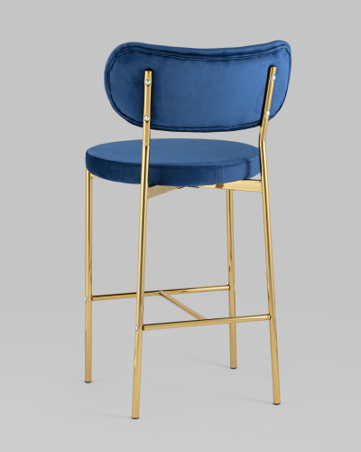 Стул полубарный Барбара велюр синий золотые ножки. Фото №7
