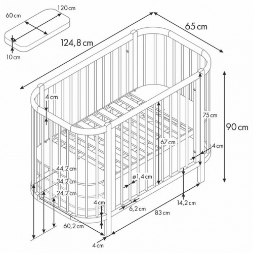 Кроватка Polini kids Simple 350, белый. Фото №14