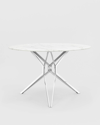 Стол обеденный Балтимор D120 белый стеклянный. Фото