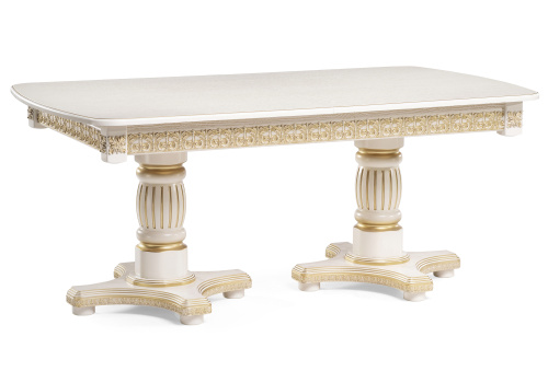 Стол деревянный Морнит 180(240)х100 слоновая кость / золото. Фото №1