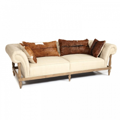 Диван-софа Secret De Maison MARGAUX (mod. CHA 15-26S) красное дерево/ткань хлопок, 238,5х101х74см, Натуральный Минди, ткань бежевая (FP-028. Фото №2