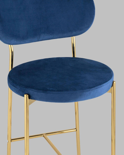 Стул полубарный Барбара велюр синий золотые ножки. Фото №9