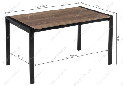 Стол деревянный Центавр дуб велингтон / черный матовый. Фото