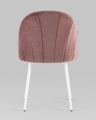 Стул Логан велюр пыльно-розовый белые ножки. Фото №6
