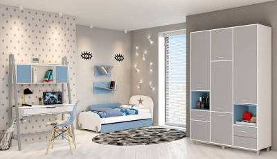 Шкаф комбинированный Polini kids Mirum 2335, серый. Фото