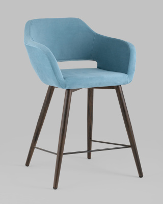 Стул полубарный Саймон велюр пыльно-голубой фото Стул полубарный Саймон велюр пыльно-голубой. Фото