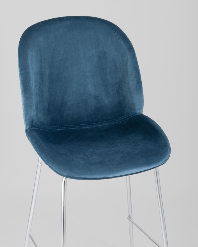 Стул полубарный Beetle со спинкой маренго хромированные ножки. Фото №8