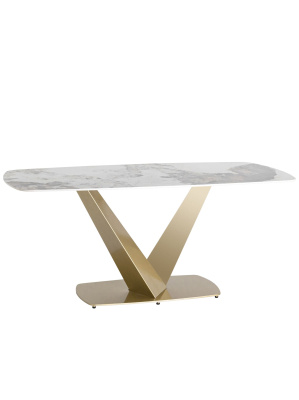 Стол обеденный Аврора 180*90 керамика светлая. Фото